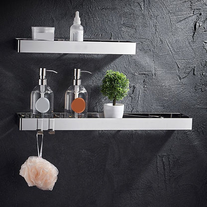 Modern 2-Piece Stainless Steel Bathroom Shelf Set