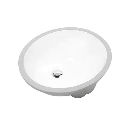 Contemporary Oval Ceramic Sink with Built-in Pop-Up Drain