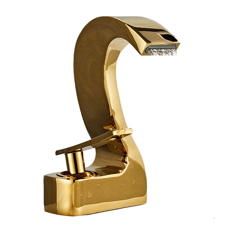 Contemporary Single Handle Bathroom Sink Faucet Brass Finish