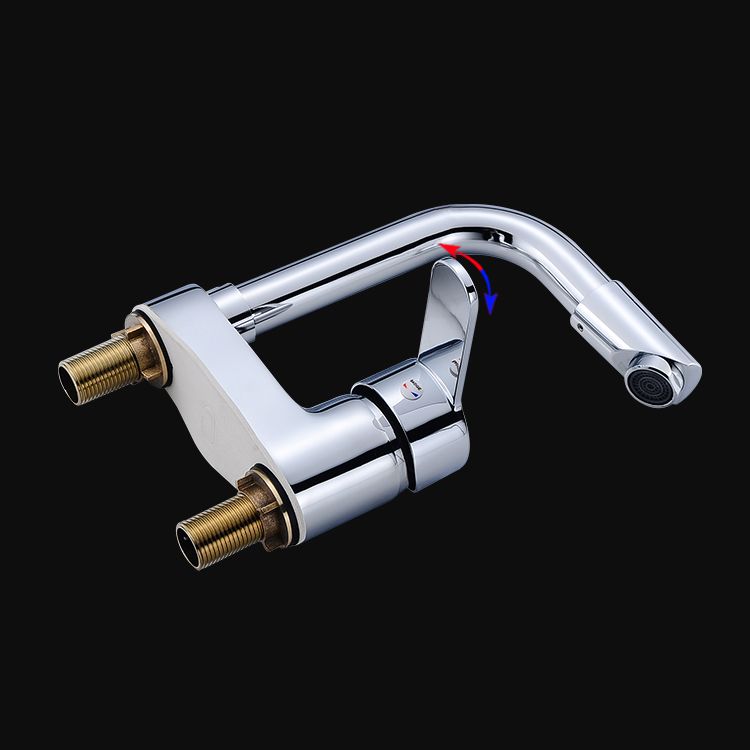 Chrome Finish Bathroom Sink Faucet with Rotating Spout