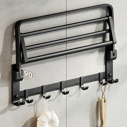 Modern Black Bathroom Accessory Set with Towel Bar