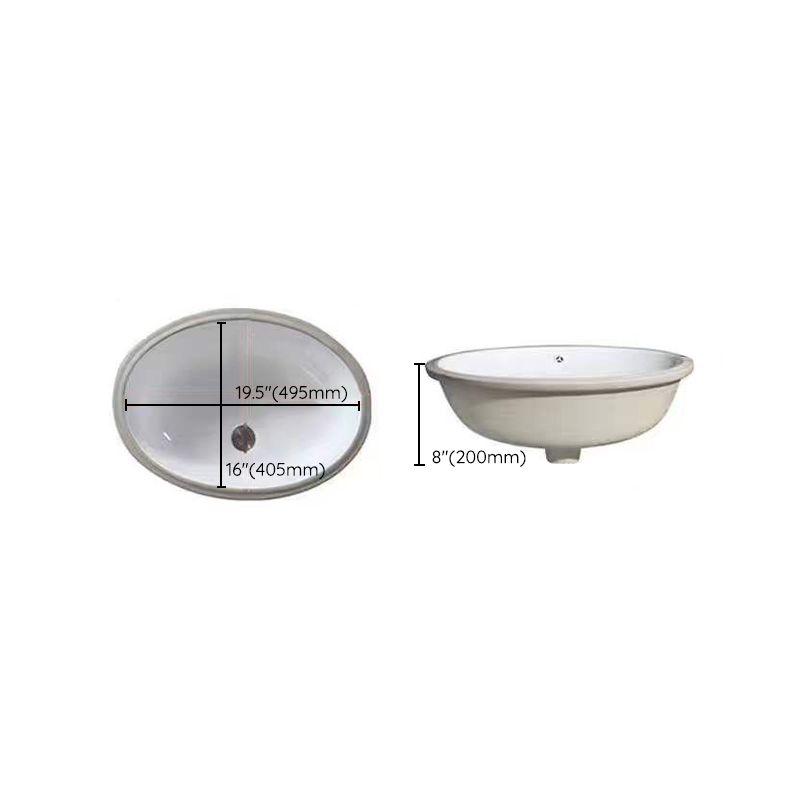 Contemporary Oval Ceramic Sink with Built-in Pop-Up Drain