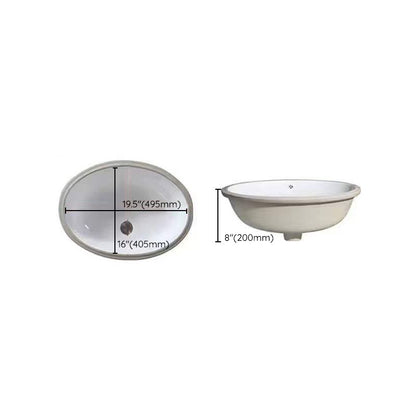 Contemporary Oval Ceramic Sink with Built-in Pop-Up Drain