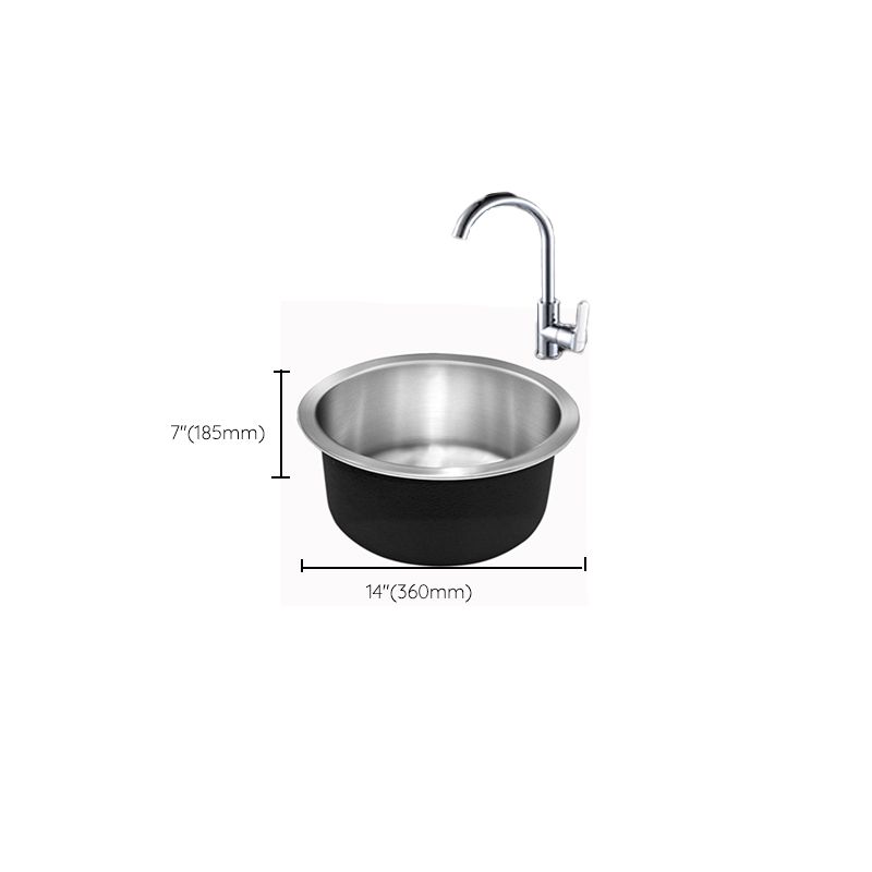 Modern Round Stainless Steel Kitchen Sink with Strainer - Cofik