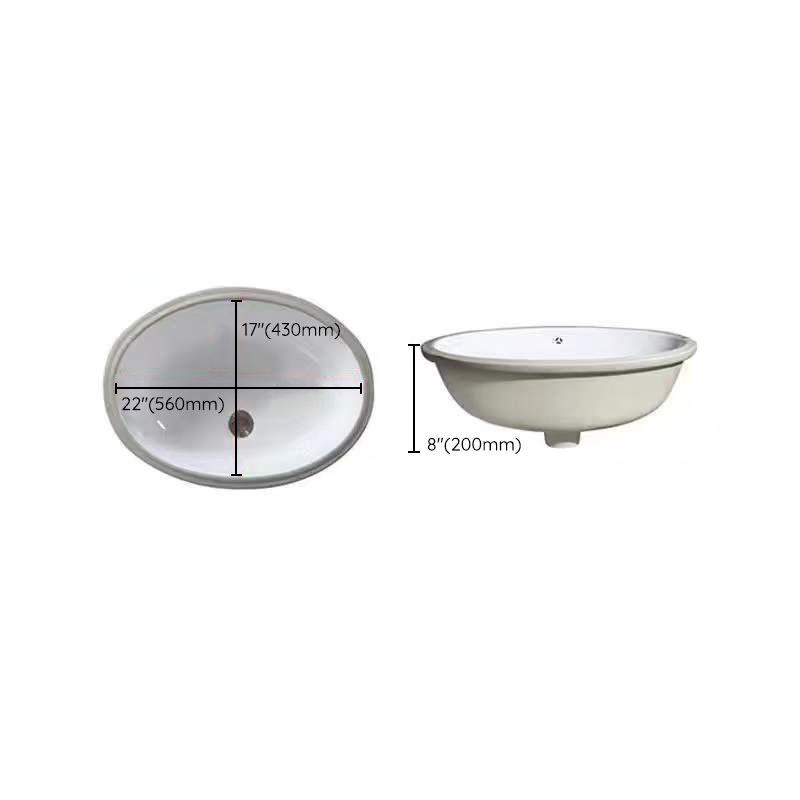Contemporary Oval Ceramic Sink with Built-in Pop-Up Drain
