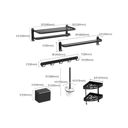 Stylish Black Bathroom Accessory Set Stainless Steel Fixtures