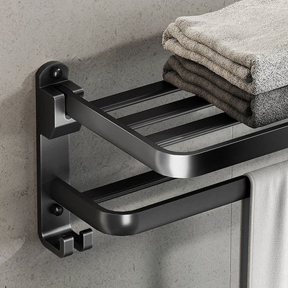 Modern Black Bathroom Accessory Set with Towel Bar