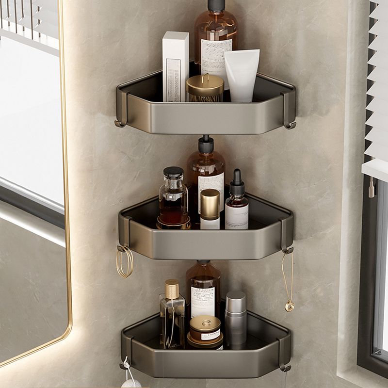 Modern Gray Metal Bath Accessory Set Shelf