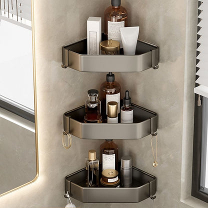 Modern Gray Metal Bath Accessory Set Shelf
