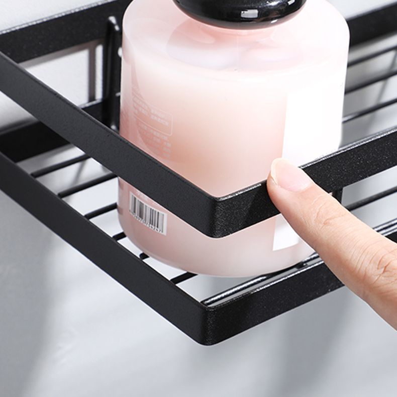 Modern 2-Piece Black Metal Bathroom Shelf Set