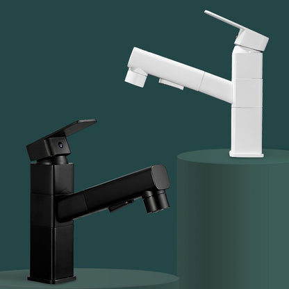 Modern Single Handle Bathroom Faucet with Pull Out Spray
