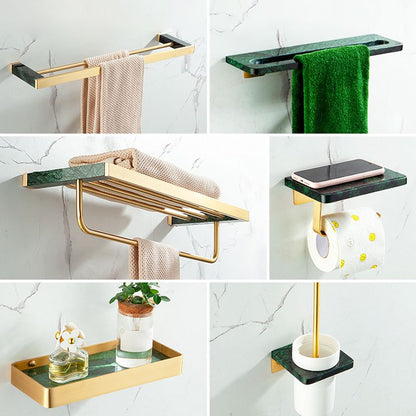 Luxury Brass Bathroom Hardware Set with Marble Accents