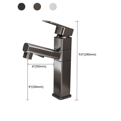 Modern Single Handle Bathroom Faucet with Pull Out Spray