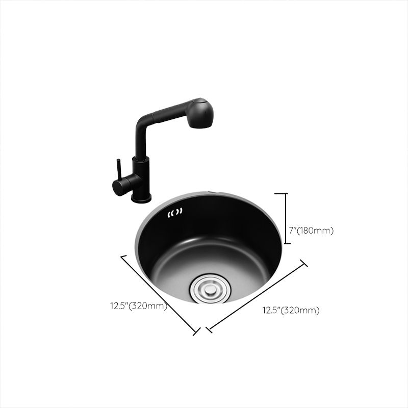 Stainless Steel Round Kitchen Sink with Drain Kit