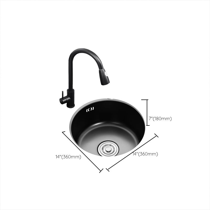 Stainless Steel Round Kitchen Sink with Drain Kit
