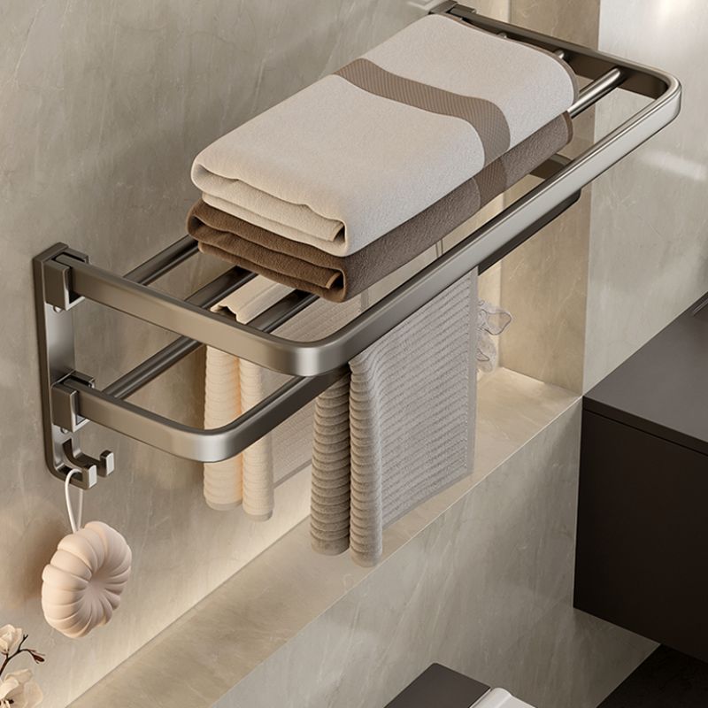 Contemporary Chrome Bathroom Storage Towel Rack Set