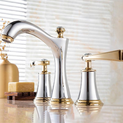 Contemporary 2 Handle Brass Sink Faucet for Home
