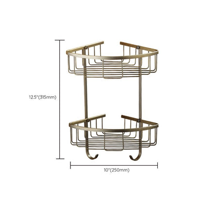 Vintage Brass Bathroom Accessory Set with Shelf and Towel Bar