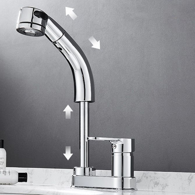 Stylish Copper Handle Kitchen Sink Faucet with Pull-Out Spray