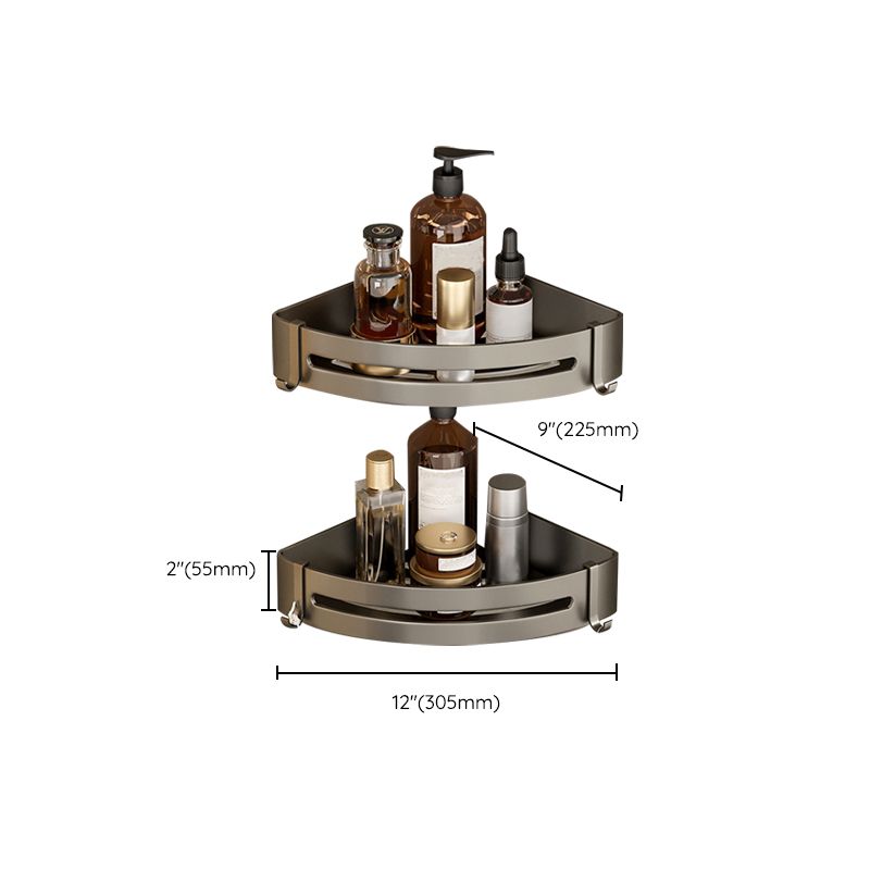 Modern Gray Metal Bath Accessory Set Shelf