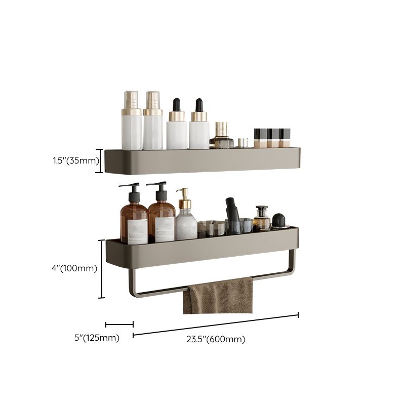 Modern Gray Metal Bath Accessory Set Shelf