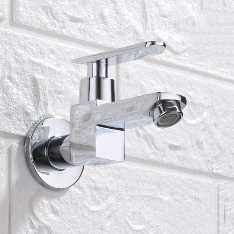 Modern Wall Mount Bathroom Faucet Solid Brass Lever Handle