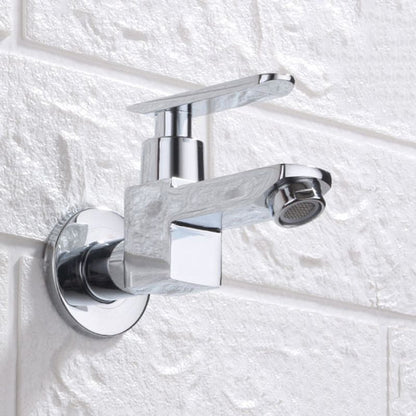 Modern Wall Mount Bathroom Faucet Solid Brass Lever Handle