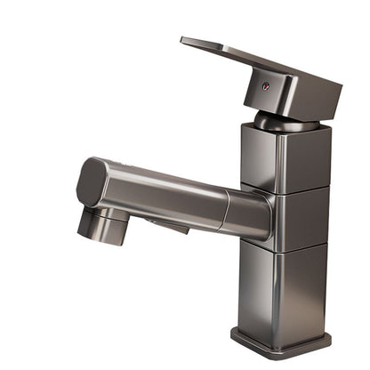 Modern Single Handle Bathroom Faucet with Pull Out Spray