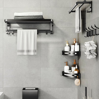 Modern Black Bathroom Accessory Set with Towel Bar - Cofik