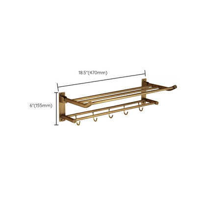 Vintage Brass Bathroom Accessory Set with Shelf and Towel Bar