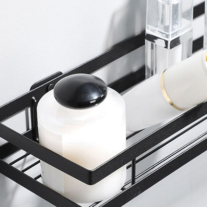 Modern 2-Piece Black Metal Bathroom Shelf Set
