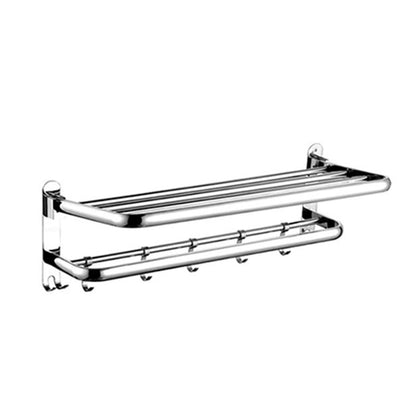 Contemporary Chrome Towel Rack Bathroom Storage Shelf Set
