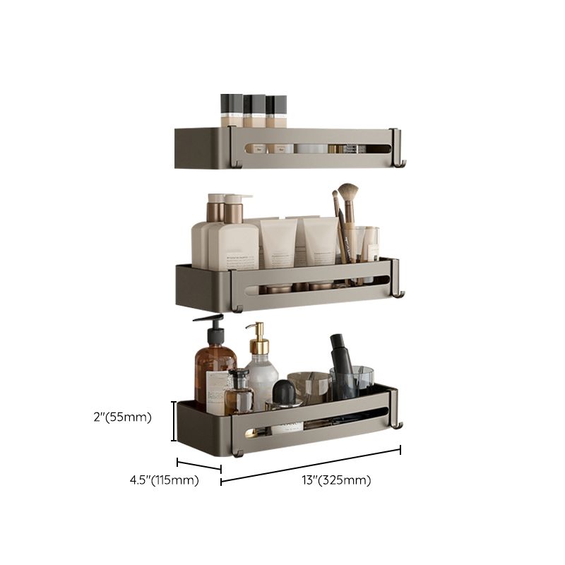Modern Gray Metal Bath Accessory Set Shelf