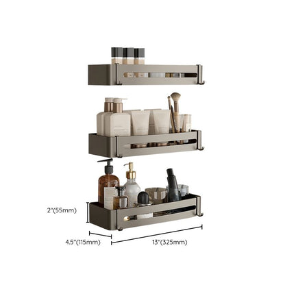 Modern Gray Metal Bath Accessory Set Shelf