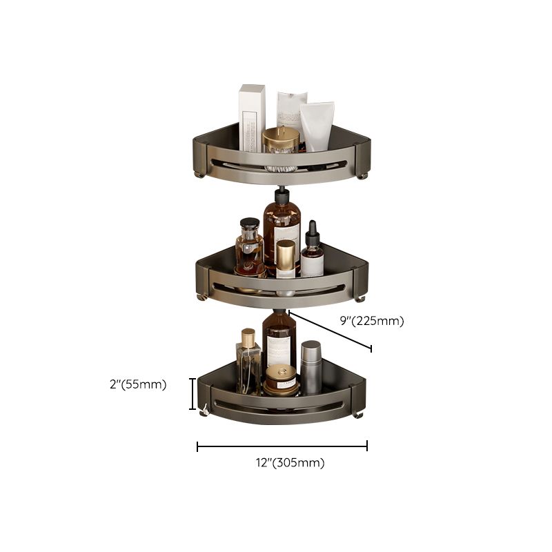 Modern Gray Metal Bath Accessory Set Shelf