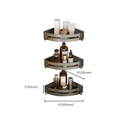 Modern Gray Metal Bath Accessory Set Shelf