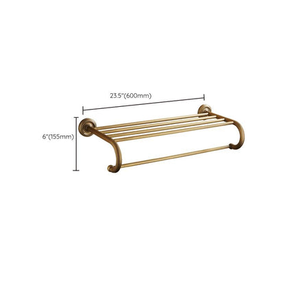 Vintage Brass Bathroom Accessory Set with Shelf and Towel Bar