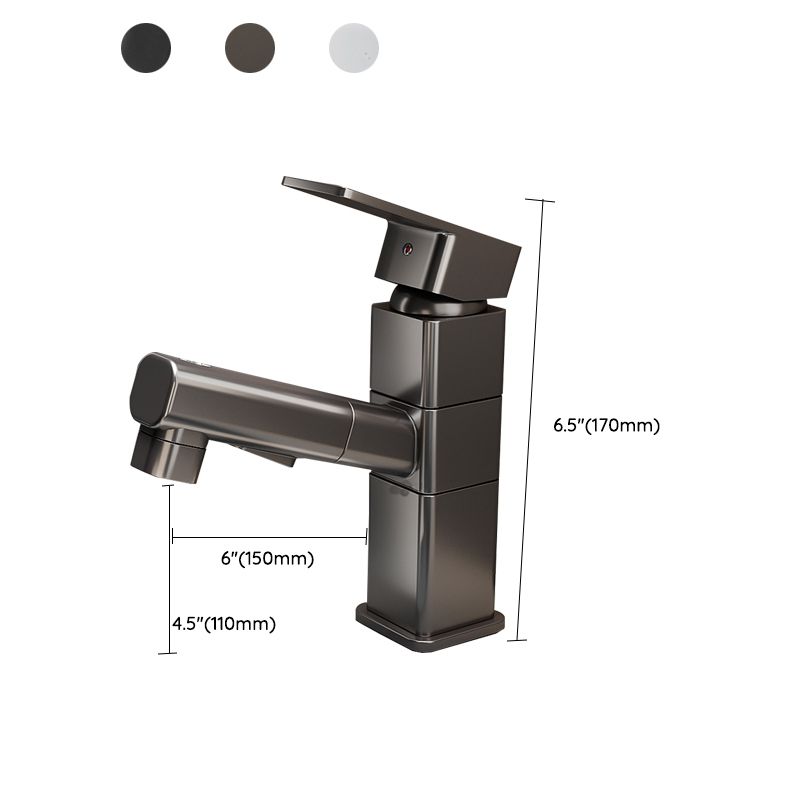 Modern Single Handle Bathroom Faucet with Pull Out Spray