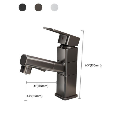 Modern Single Handle Bathroom Faucet with Pull Out Spray
