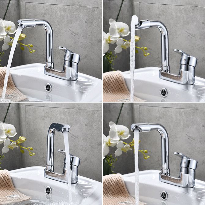 Chrome Finish Bathroom Sink Faucet with Rotating Spout