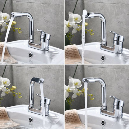 Chrome Finish Bathroom Sink Faucet with Rotating Spout