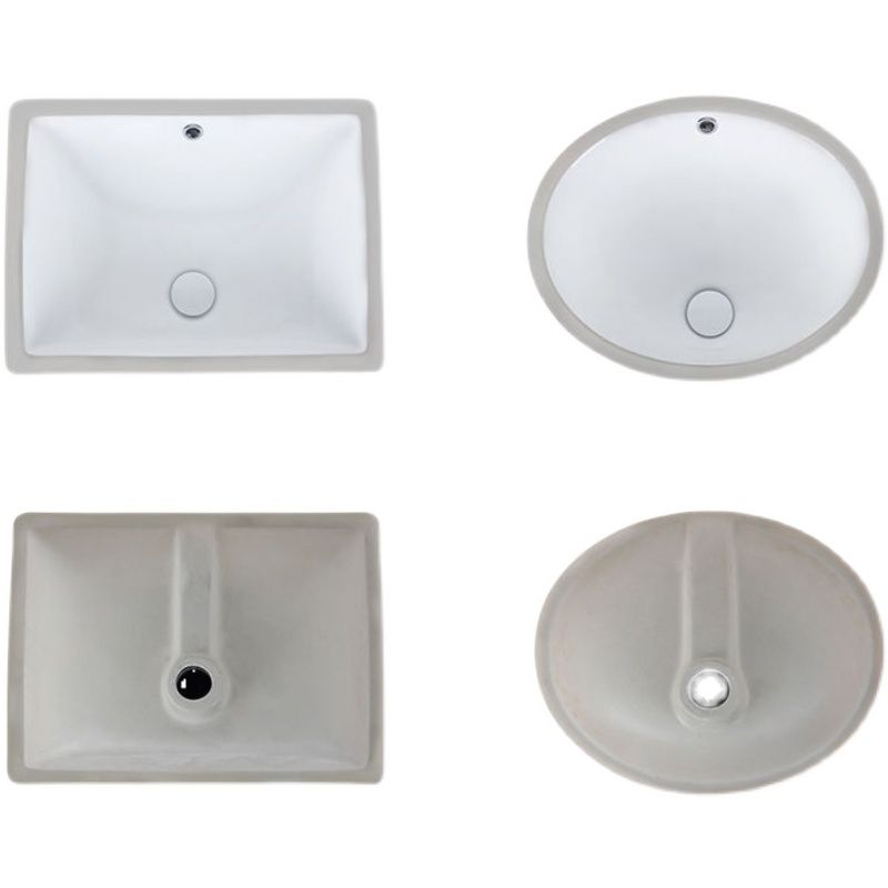 Contemporary Oval Ceramic Sink with Built-in Pop-Up Drain