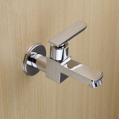 Modern Wall Mount Bathroom Faucet Solid Brass Lever Handle