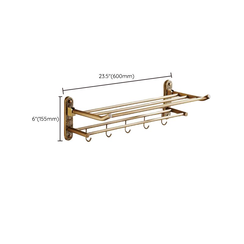 Vintage Brass Bathroom Accessory Set with Shelf and Towel Bar