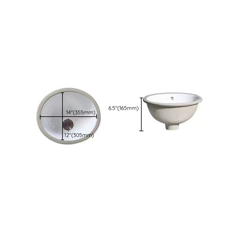 Contemporary Oval Ceramic Sink with Built-in Pop-Up Drain