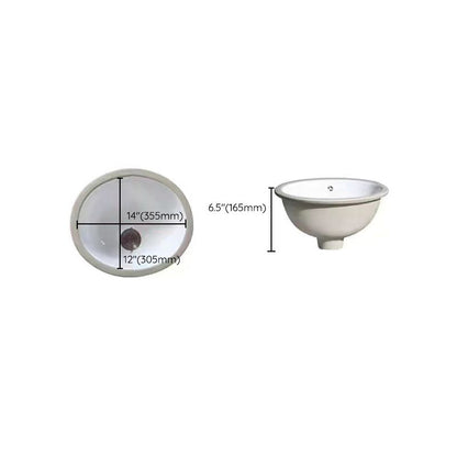 Contemporary Oval Ceramic Sink with Built-in Pop-Up Drain