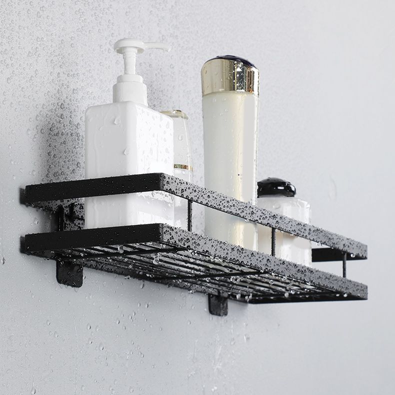 Modern 2-Piece Black Metal Bathroom Shelf Set