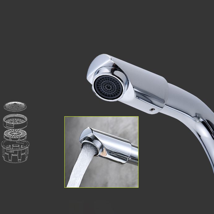 Chrome Finish Bathroom Sink Faucet with Rotating Spout