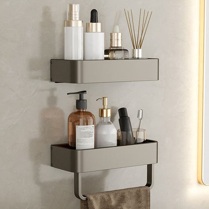 Modern Gray Metal Bath Accessory Set Shelf