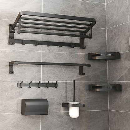 Stylish Black Bathroom Storage Set with Shelf and Hooks